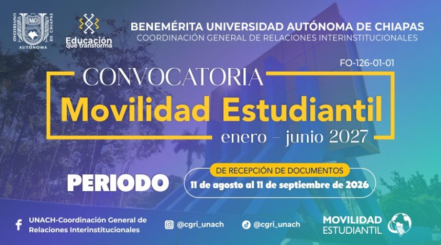 Convocatoria de Movilidad Estudiantil 2026-2: