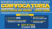 Convocatoria de admisión enero-junio 2026
